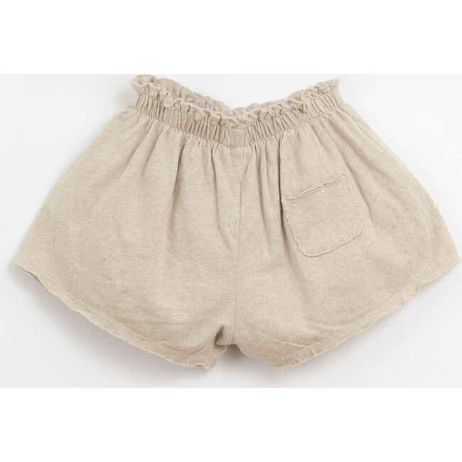 Elastic Waist Lettuce Edge Shorts, Beige - Shorts - 2