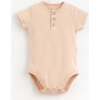 Organic Cotton Henley Bodysuit, Pink - Bodysuits - 1 - thumbnail