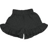 All-Over Spotted Ruffle Hem Gauze Shorts, Dark Charcoal - Shorts - 1 - thumbnail