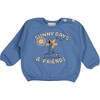 "Sunny Days And Friends" Print Crew Neck Sweatshirt, Blue - Sweatshirts - 1 - thumbnail