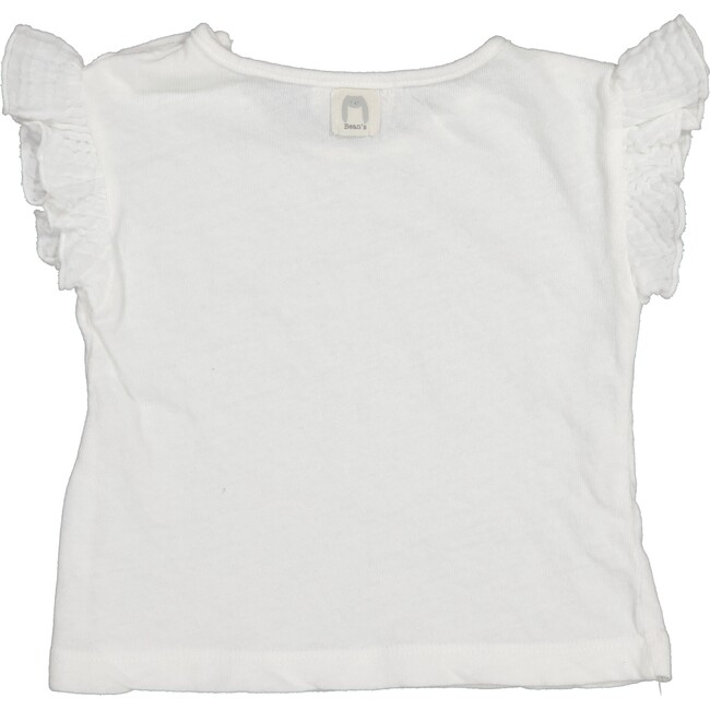 Buttoned Side-Neck Ruffle Sleeve T-Shirt, White - T-Shirts - 2