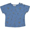 All-Over Sea Theme Print Ruffle Shoulder T-Shirt, Blue - T-Shirts - 1 - thumbnail