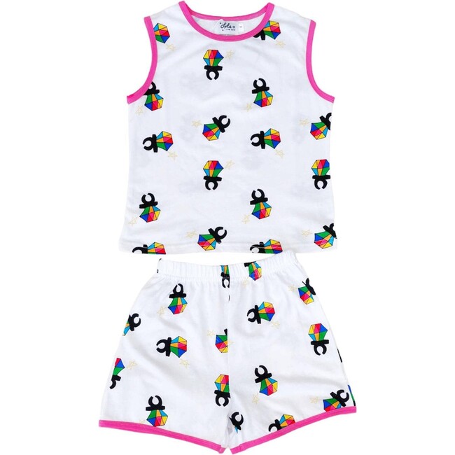 Candy Crush Tank Tee And Shorts Set, White