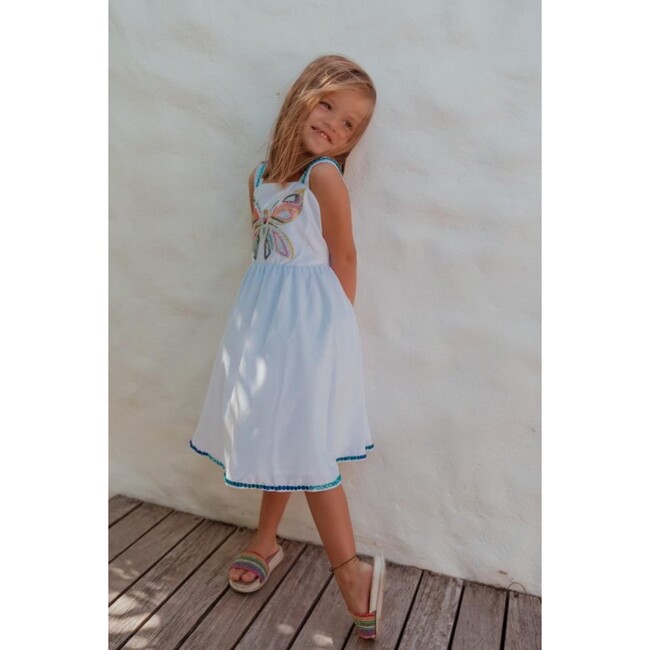Crystal Butterfly Sundress, White And Blue - Dresses - 2