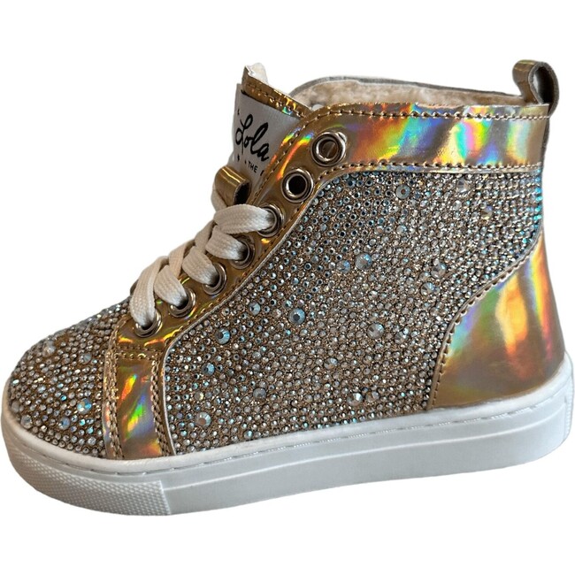 Crystal Hologram Hightop Shoes, Gold - Dress Shoes - 6