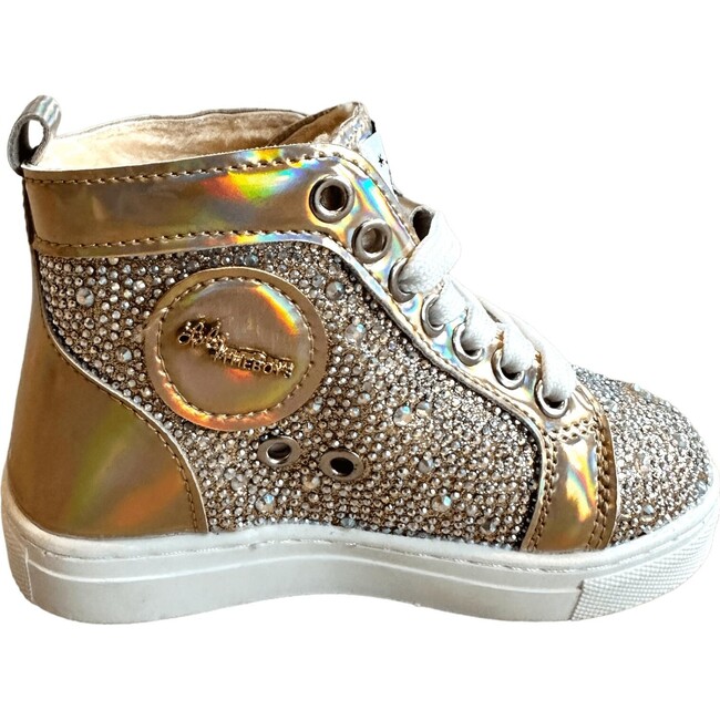 Crystal Hologram Hightop Shoes, Gold - Dress Shoes - 7