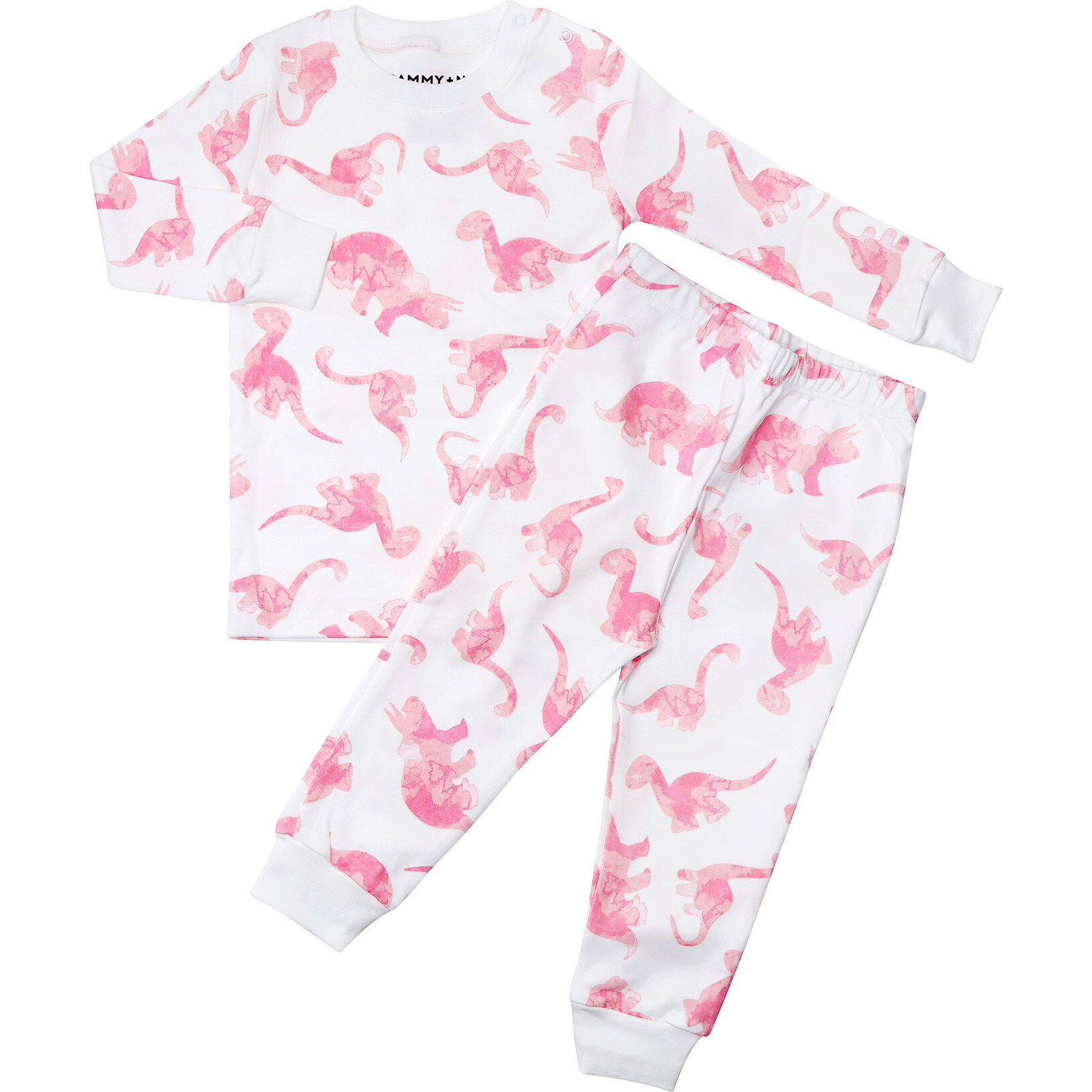 DINO-MITE Two Piece Pajama, Lulu Pink - Pajamas - 1