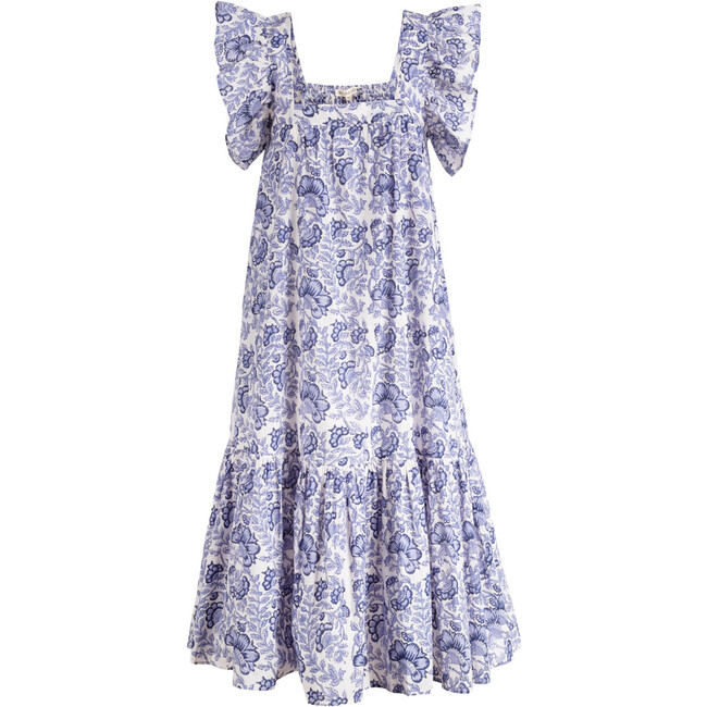 Flora Square Neck Dress, Blue