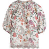 Women's Cleo Puffed Sleeves Top, Florals - Tees - 1 - thumbnail