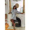 Women's Audrey Elasticated Balloon Sleeves Dress, Blue - Dresses - 2
