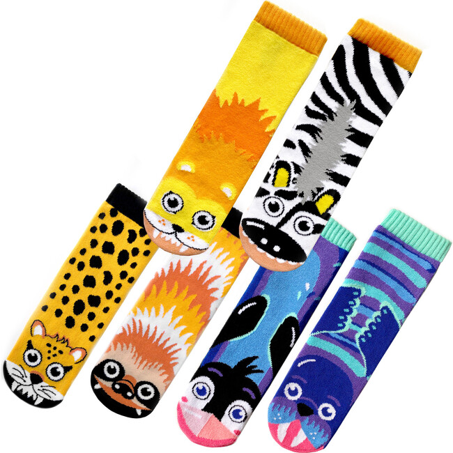 Go Wild! Zoo Socks Gift Bundle (3 Pairs of Fun Mismatched Animals Socks)