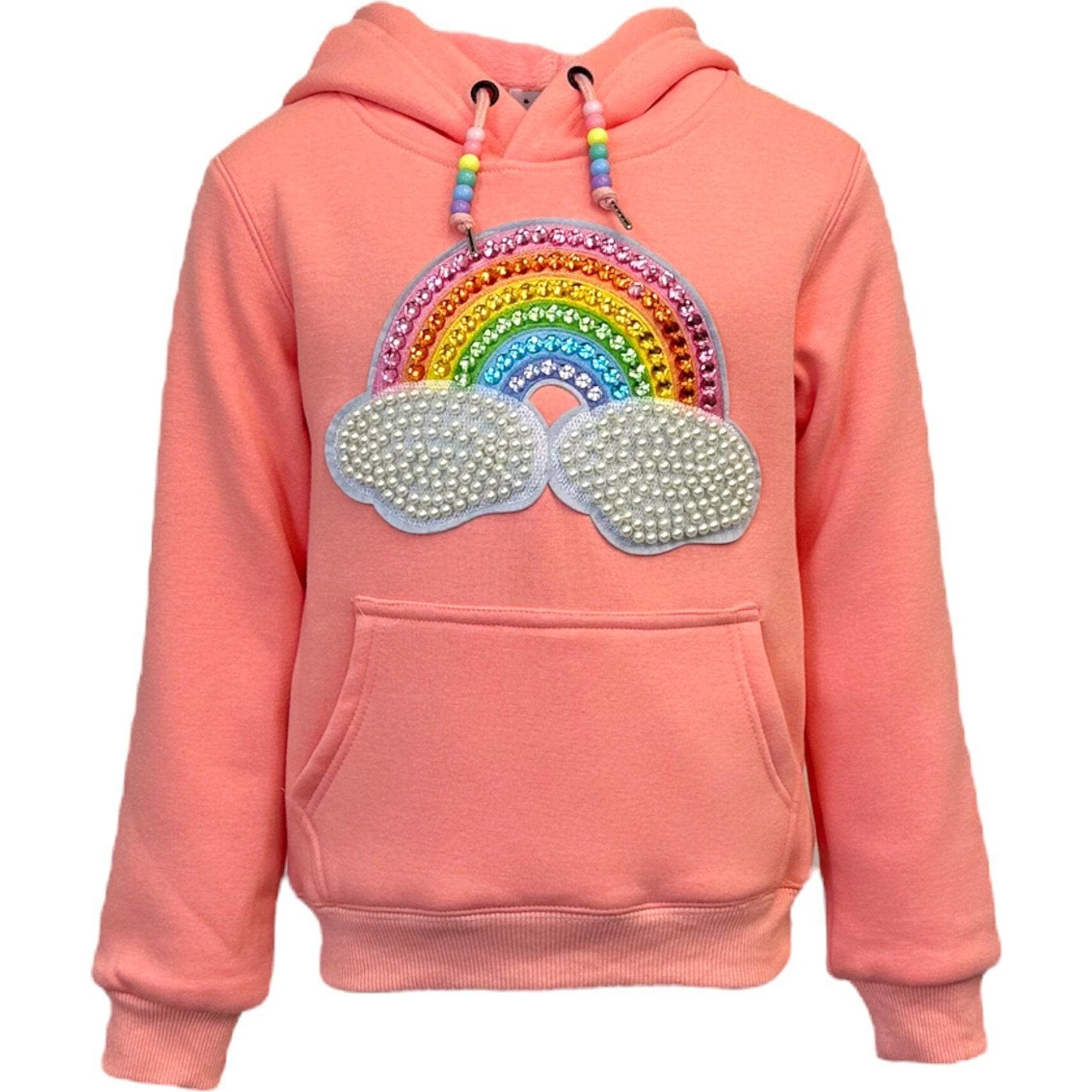 Happy Rainbow Candy Hoodie, Pink - Sweatshirts - 1