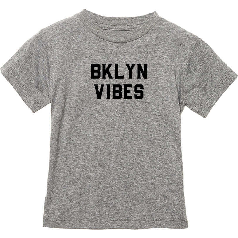 Brooklyn Vibes Short Sleeve Kids T-Shirt, Grey - T-Shirts - 1
