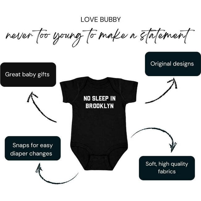 No Sleep in Brooklyn Baby Bodysuit, Black - Bodysuits - 2