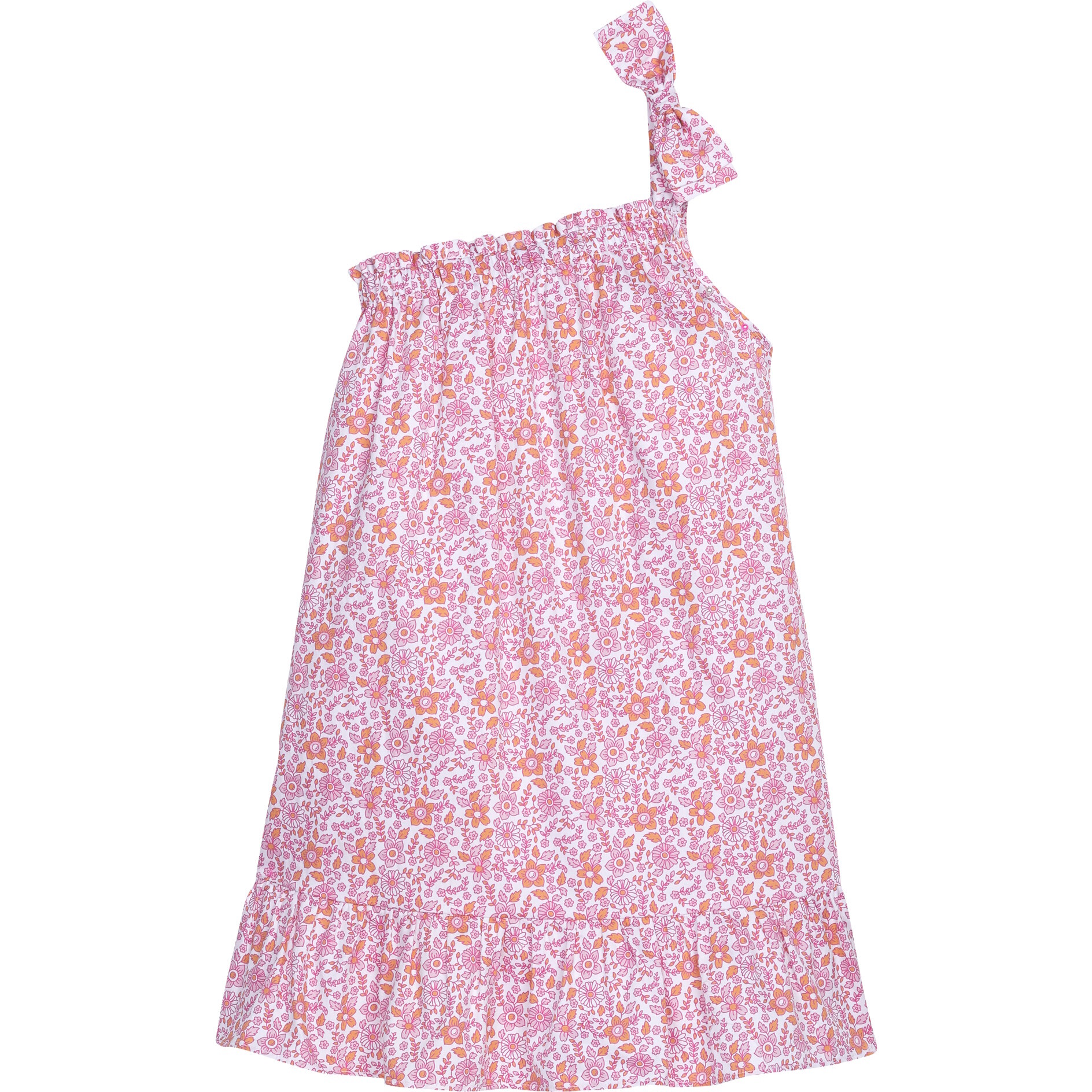 One Shoulder Bow Dress, Naples Floral - Dresses - 1