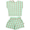 Saylor Plaid Sleeveless Back-Tie Top And Shorts Set, Paradise Sage - Mixed Apparel Set - 1 - thumbnail