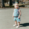 Bree Baby Plaid Tie-Neck Top And Short Set, Lupine - Rompers - 2
