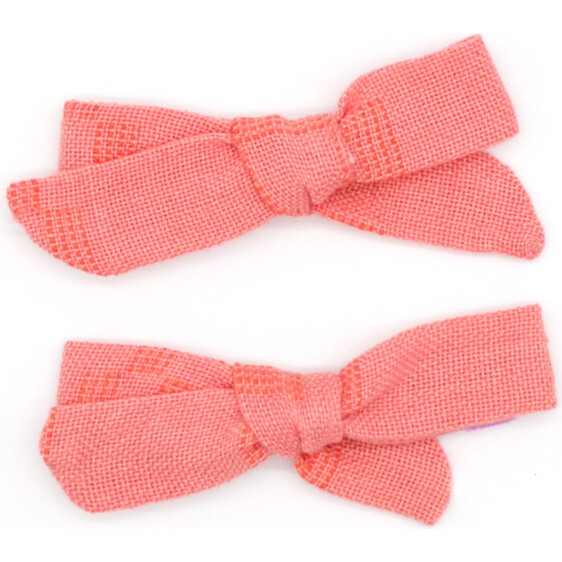 Right-Sided Alligator Clip Small Bow Set, Hibiscus