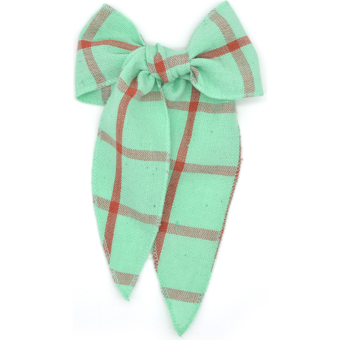 Plaid Right-Sided Alligator Clip Large Bow, Paradise Sage - Bows - 1