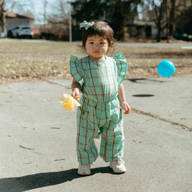 Willow Baby Plaid Ruffled Sleeve Jumper, Paradise Sage