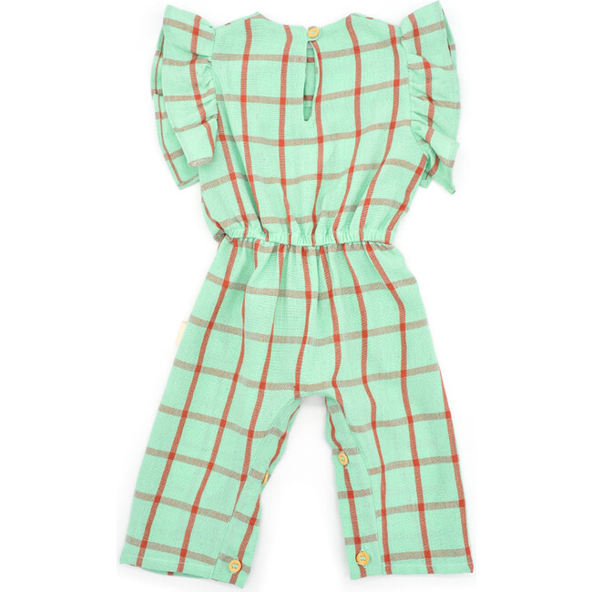 Willow Baby Plaid Ruffled Sleeve Jumper, Paradise Sage - Rompers - 3