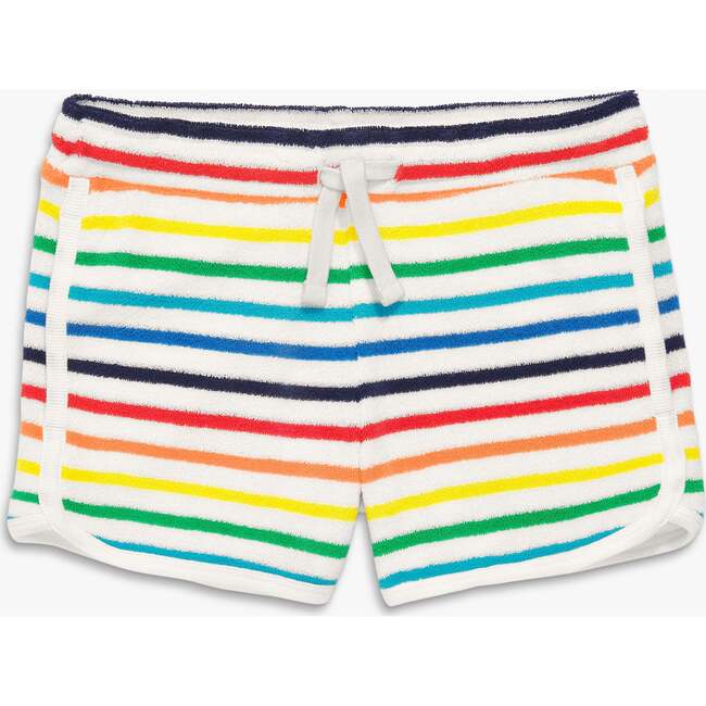 Towel Terry Short In Rainbow Stripe, Ivory Bright Rainbow Stripe