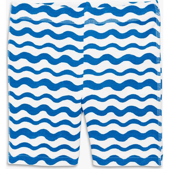 Kids Organic Pj Short In Watercolor Waves, Blueberry Watercolor Wave