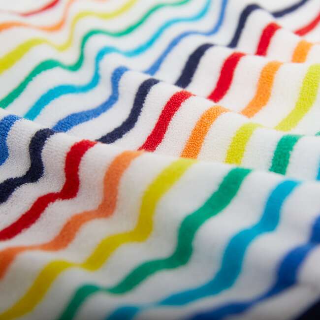 Towel Terry Romper In Rainbow Stripe, Ivory Bright Rainbow Stripe - Rompers - 2