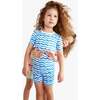 Kids Organic Pj Short In Watercolor Waves, Blueberry Watercolor Wave - Pajamas - 2