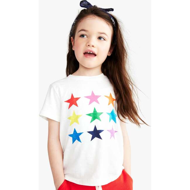 Rainbow Star Tee, White Multi Star - T-Shirts - 2