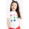 Rainbow Star Tee, White Multi Star - T-Shirts - 2 - thumbnail