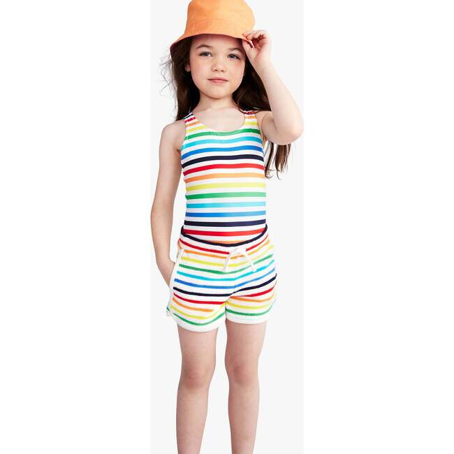 Towel Terry Short In Rainbow Stripe, Ivory Bright Rainbow Stripe - Shorts - 2