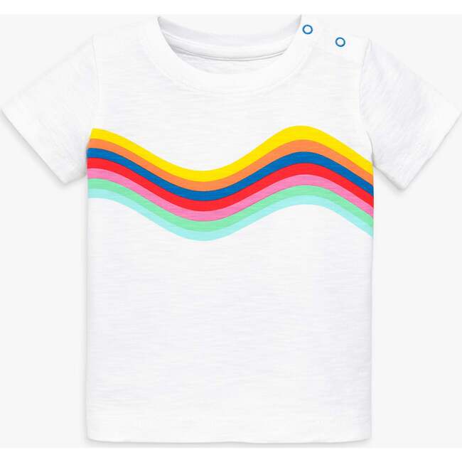 Baby Rainbow Banner Wave Tee, White Rainbow Wave - T-Shirts - 1