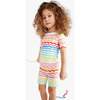 Kids Organic Pj Short In Rainbow Watercolor Waves, Rainbow Watercolor Wave - Pajamas - 2