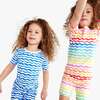 Kids Organic Pj Short In Watercolor Waves, Blueberry Watercolor Wave - Pajamas - 3