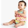 Baby Smocked Tank Shortie In Rainbow Watercolor Waves, Rainbow Watercolor Wave - Rompers - 2