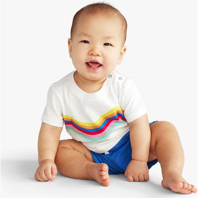 Baby Rainbow Banner Wave Tee, White Rainbow Wave - T-Shirts - 2