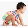 Baby Smocked Tank Shortie In Rainbow Watercolor Waves, Rainbow Watercolor Wave - Rompers - 3