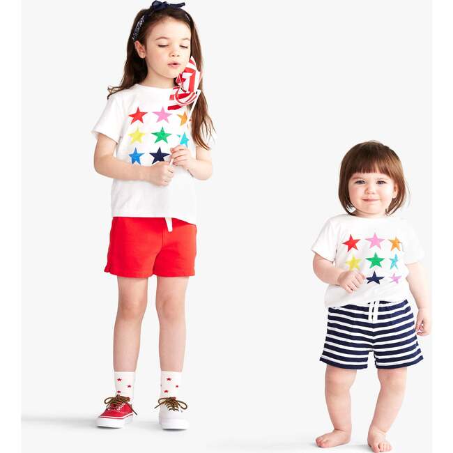 Rainbow Star Tee, White Multi Star - T-Shirts - 3