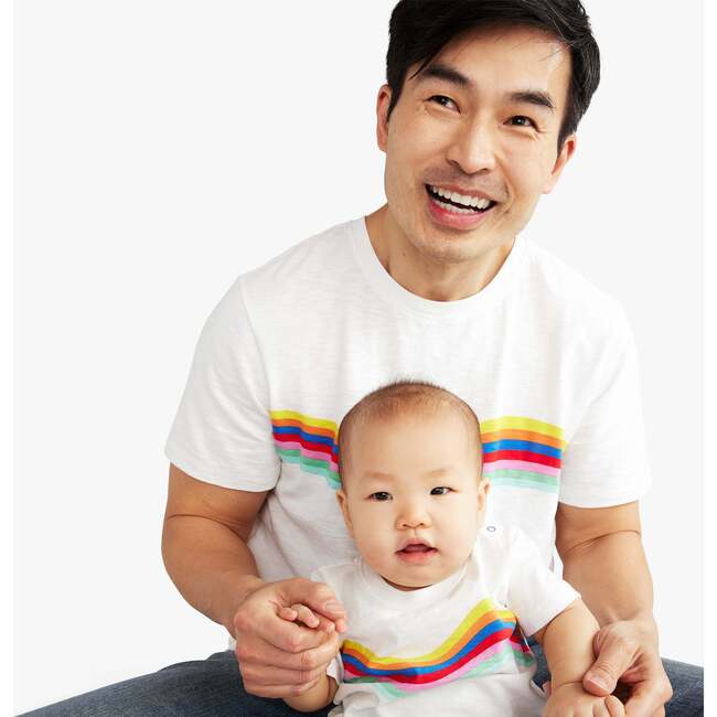 Baby Rainbow Banner Wave Tee, White Rainbow Wave - T-Shirts - 3