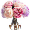 Real Touch Mixed Pink & Lavender Peony Bouquet Tear Drop Glass Vase - Bouquets - 1 - thumbnail