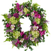 Magenta Bougainvillea, Purple Sedum, and Green Hydrangea Wreath - Wreaths - 1 - thumbnail