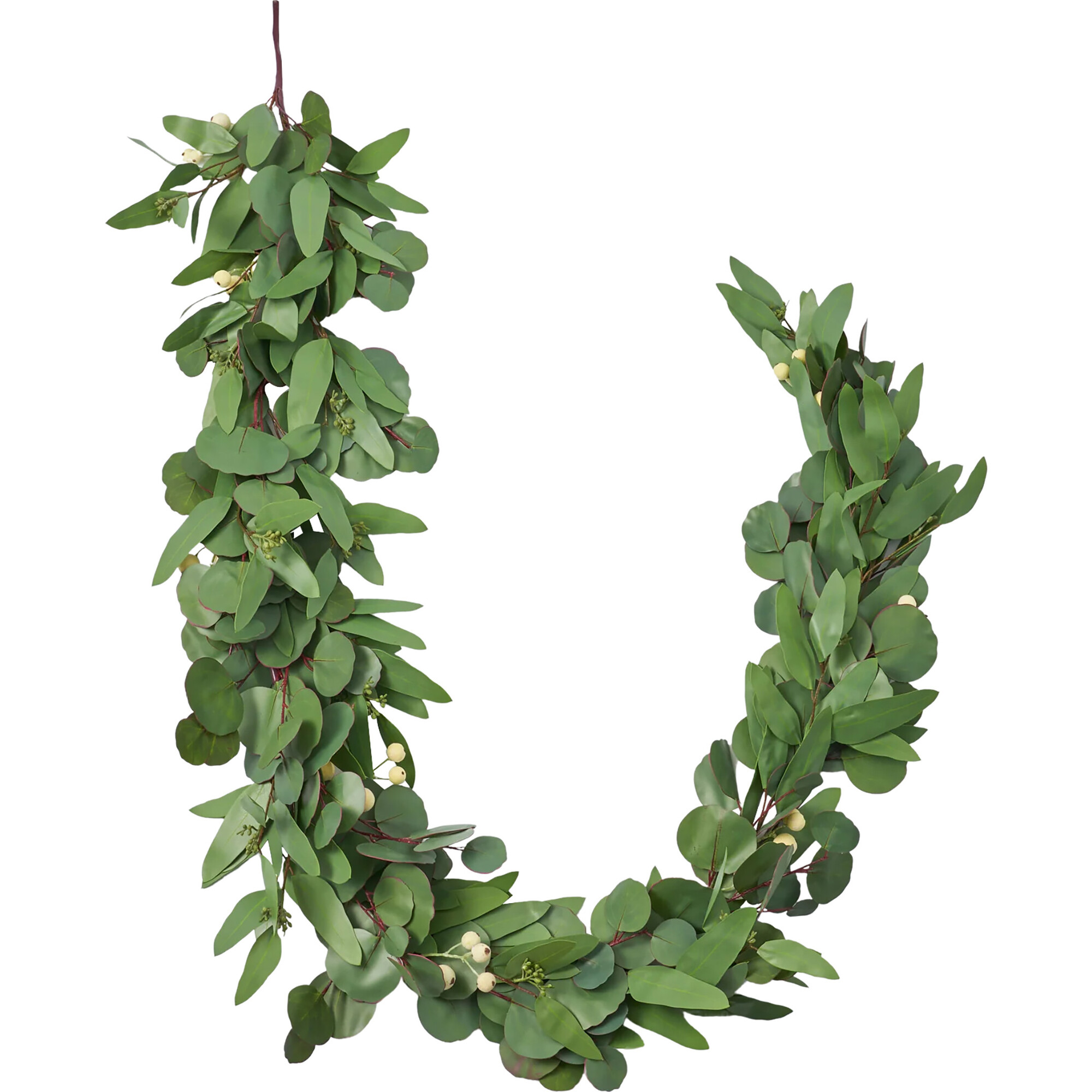 Real Touch Seeded Silver Dollar Eucalyptus & White Berry Garland - Garlands - 1