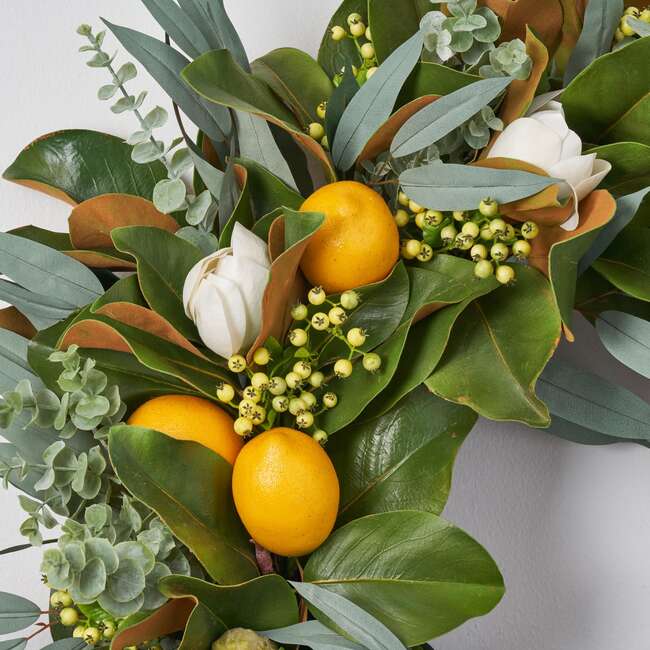 Fresh Citrus Real Touch Magnolia & Lemons Wreath - Wreaths - 3