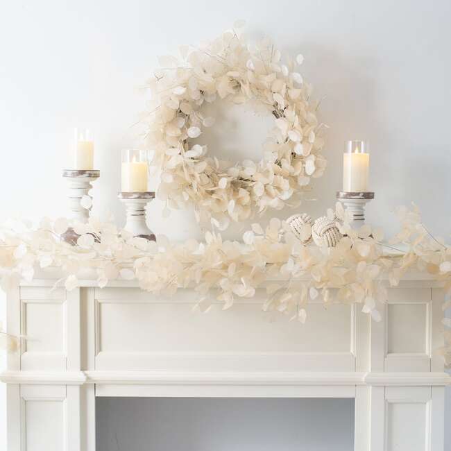 Dried Look Translucent Bleached Lunaria Wreath - Wreaths - 3