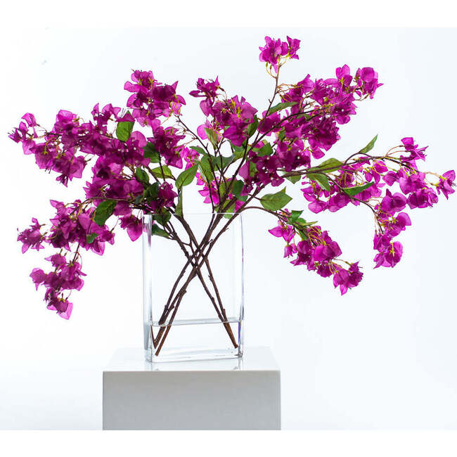 Real Touch Bougainvillea Branches in Modern Slim Rectangle Vase - Bouquets - 4