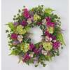 Magenta Bougainvillea, Purple Sedum, and Green Hydrangea Wreath - Wreaths - 2