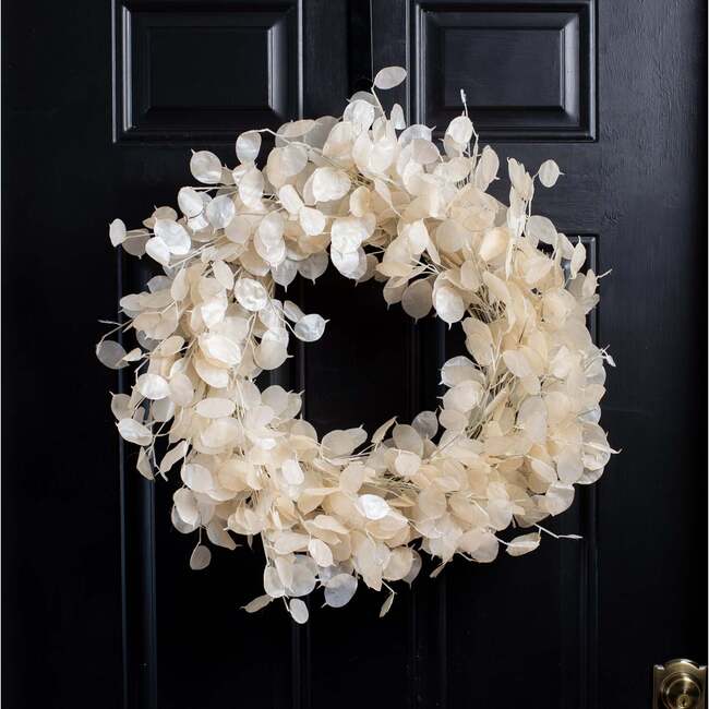 Dried Look Translucent Bleached Lunaria Wreath - Wreaths - 4