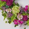 Magenta Bougainvillea, Purple Sedum, and Green Hydrangea Wreath - Wreaths - 3