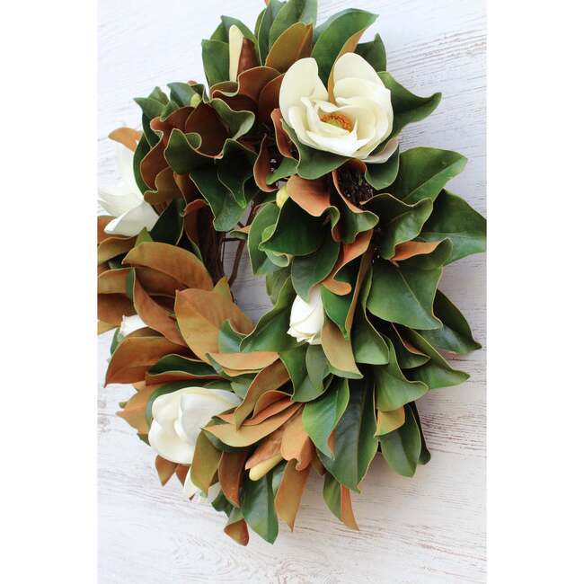 Classic Real Touch White Magnolia Wreath - Wreaths - 4